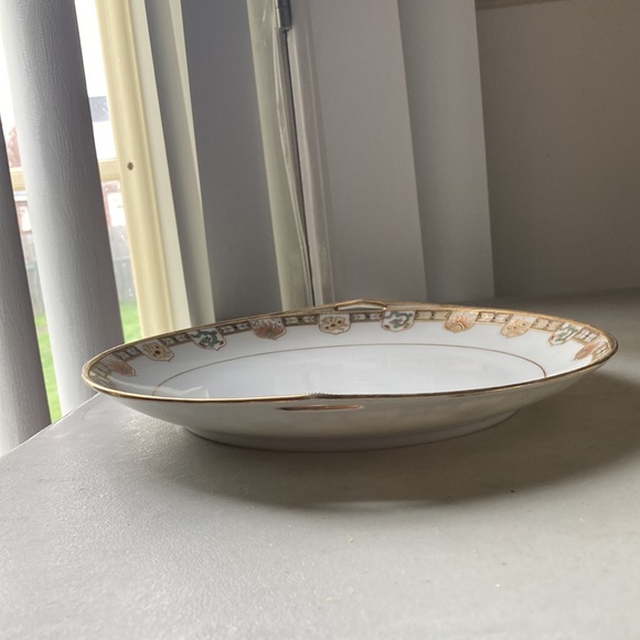 Antique Original RC Hand Painted Nippon Plate with Handles Gold W/Crest Design - Picture 7 of 15